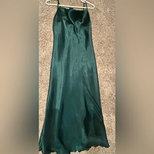 bebe | Dresses | Bebe Dark Green Satin Maxi Dress | Poshmark